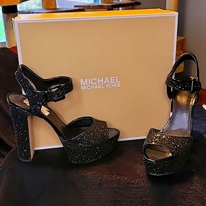 Michael Kors black glitter Kincade platform women's size 10.